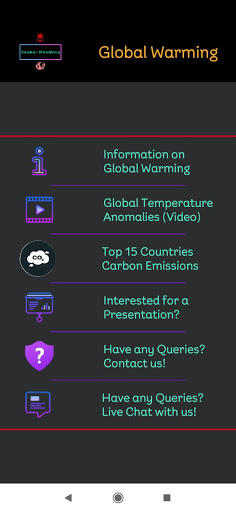 Global Warming App Screen 2