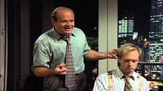 Frasier and Niles sit at the piano.
