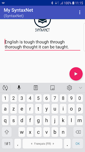Android application MySyntaxNet screenshort