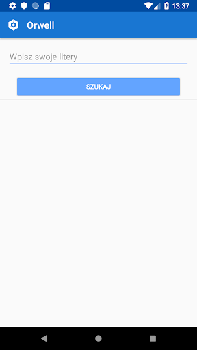 Android application Orwell - pomocnik scrabble screenshort