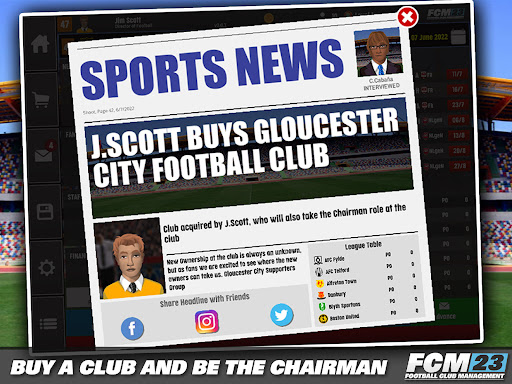 Football Club Management 2023 Mod Money & Director v1.2.1 Android