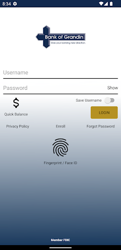 Android application Bank of Grandin Mobile screenshort