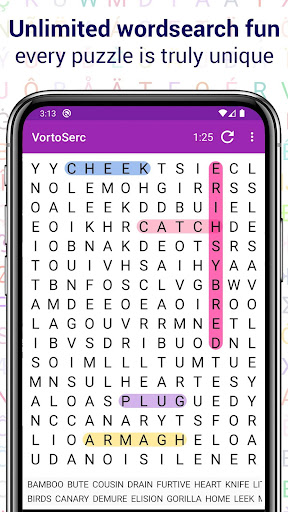 Android application Vortoserc word search puzzle screenshort