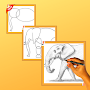 How to draw elephant step by step free
