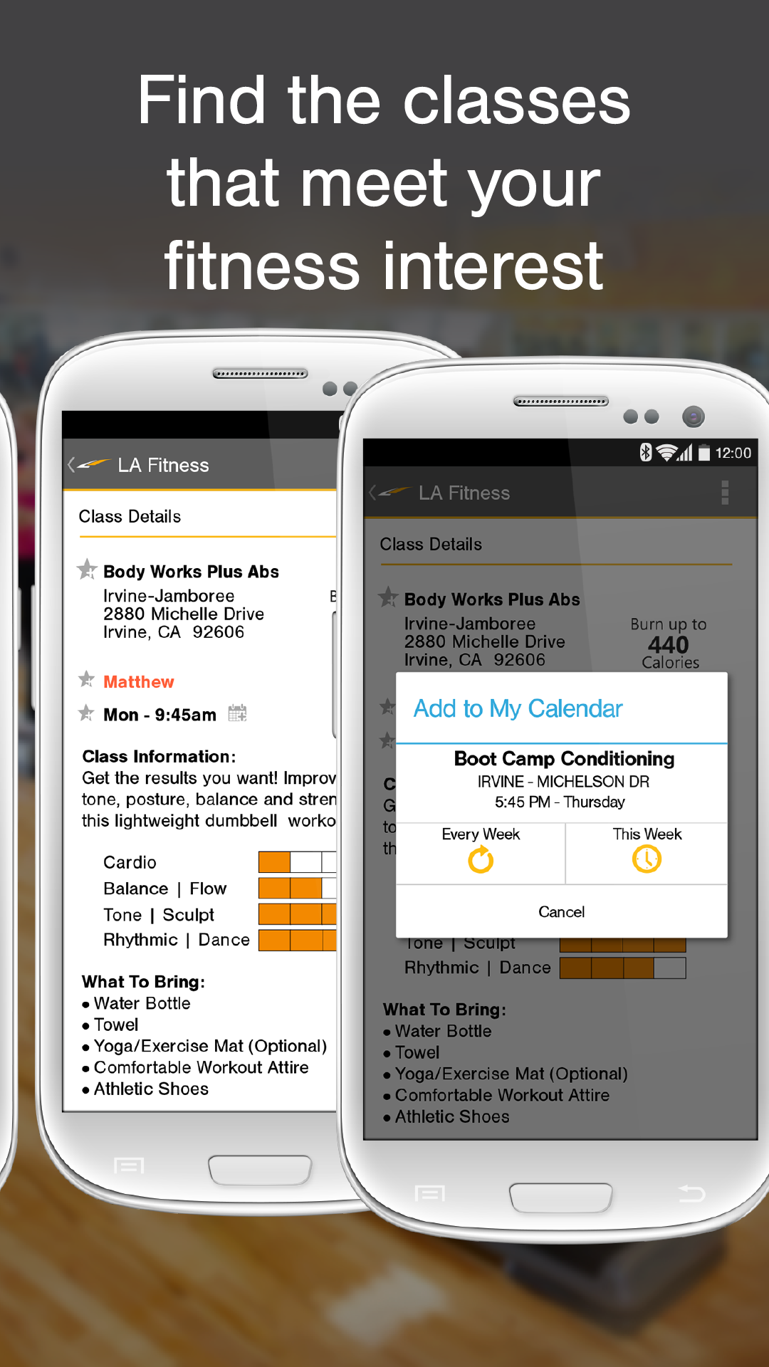 Android application LA Fitness Mobile screenshort