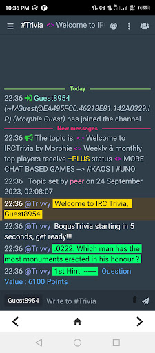 Bogus Trivia Screen 2
