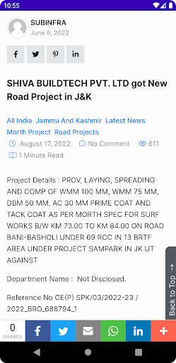 New Project Information Screen 3