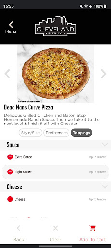 Screenshot of Cleveland Pizza Co.