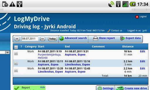 LogMyDrive Screen 2