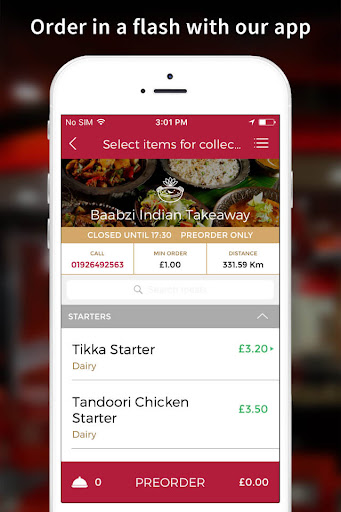 Android application Baabzi Indian Takeaway screenshort