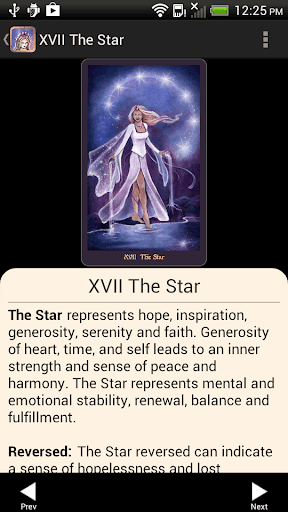 Screenshot of Crystal Visions Tarot