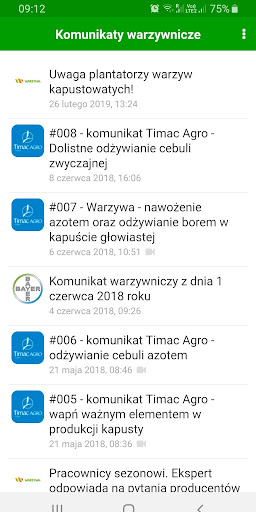 Android application Komunikaty warzywnicze screenshort