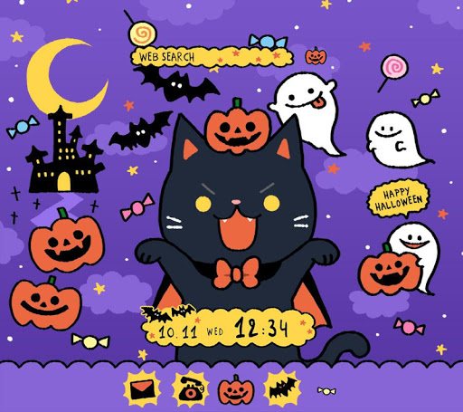 Android application Black Halloween Cat Theme screenshort