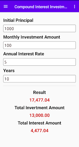Compound Interest Calculator Screen 3