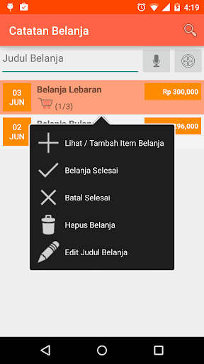 Catatan Belanja Screen 2