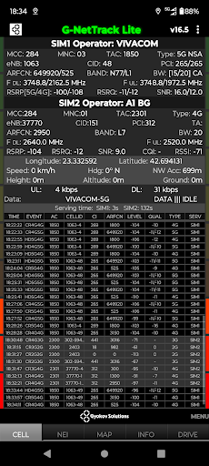 Screenshot of G-NetTrack Lite