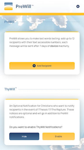 Android application PreWill screenshort