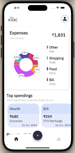 Android application Personal Expense Tracker- xTac screenshort