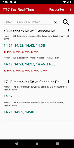 TTC Bus Real-Time Min Data Us