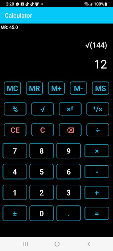 Calculator with Memory Screenshot