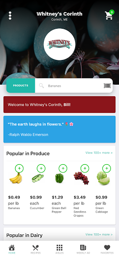 Android application Whitney's Family Supermarket screenshort