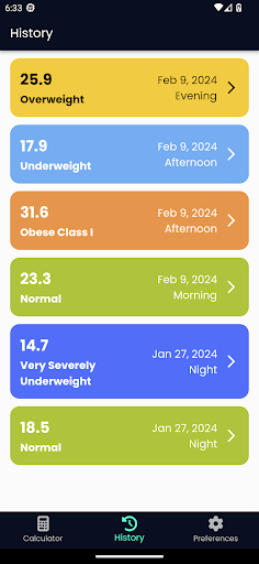 BMI Calculator Screen 3