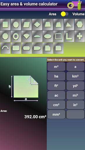 Easy area & volume caclculator Screen 3