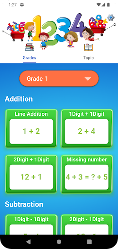 Android application Math for kids screenshort