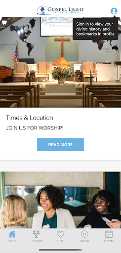 Android application Gospel Light Baptist Church screenshort