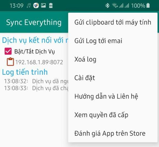 Đồng bộ điện thoại với máy tín Screen 2