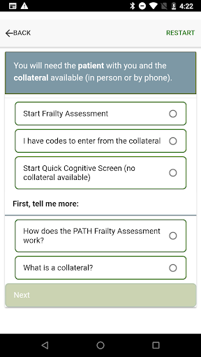 The Frailty App Screen 2