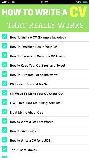 How To Write CV Screen 2
