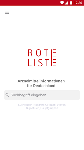 Android application ROTE LISTE screenshort