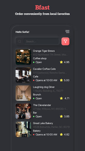 Android application BFast: Customer screenshort
