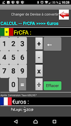 Calculatrice et Convertisseur  €uro/FrancCFA