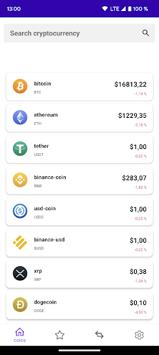 cryptocurrency exchange rate Screen 2