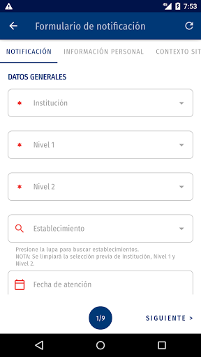 SINAVE Screen 2