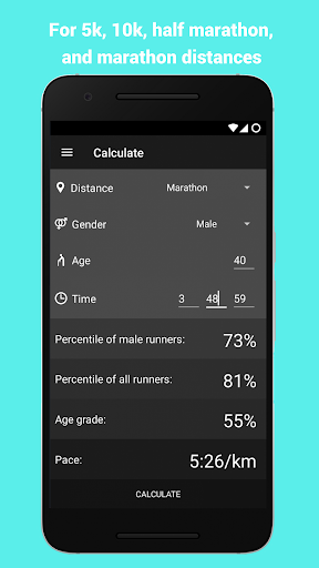 Running Calculator Percentile and Age Grading