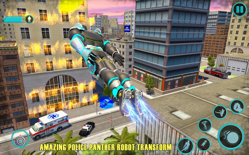 Flying Panther Robot Hero Game 4.0 APK + Mod (Unlimited money) untuk android