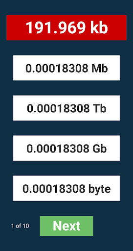 Android application Byte conversion screenshort