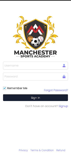 Android application Manchester Sports Academy screenshort