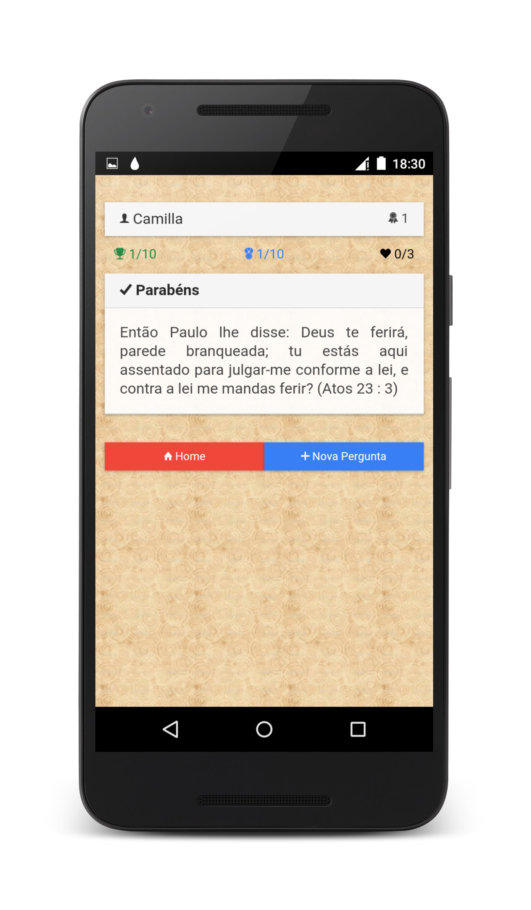 Android application Perguntas da Bíblia screenshort