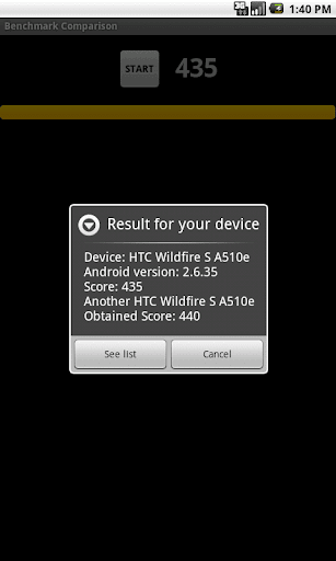 Benchmark Comparison Test Screen 2