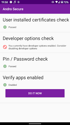 Android application Andro Secure screenshort