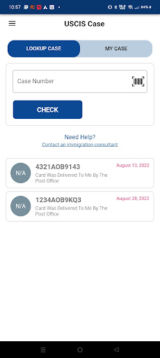 Android application USCIS Case Tracker screenshort