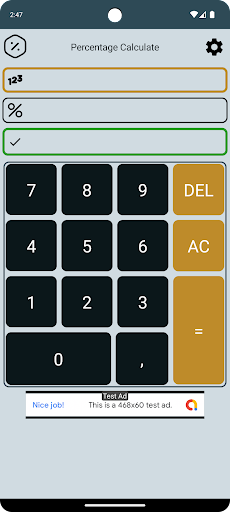 Android application Percentage Calculate screenshort