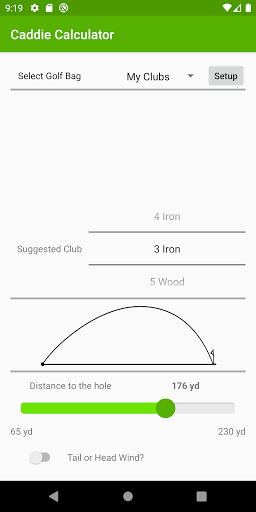 Android application Caddie Calculator screenshort