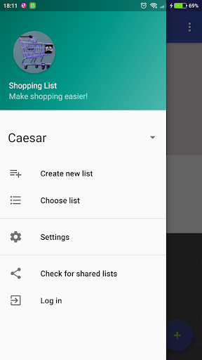 Android application Shopping List screenshort
