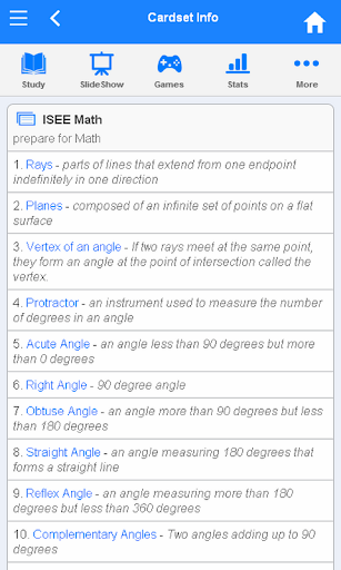 Screenshot of ISEE Flashcards
