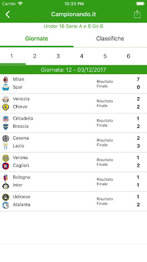 Android application Campionando screenshort